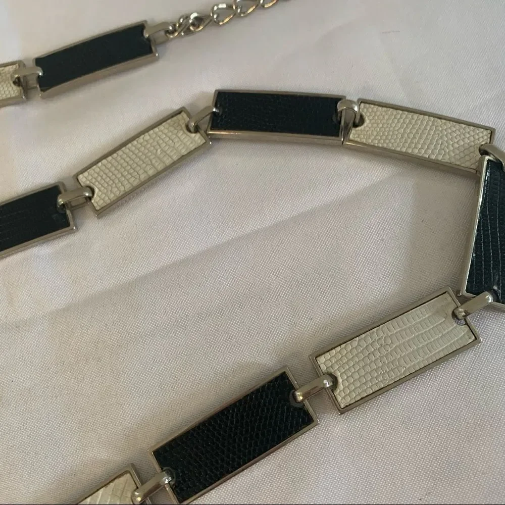Etcetera Silver Chain Belt - L - EUC